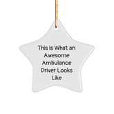 Ambulance Driver Star Ornament Gifts for Men, Funny Quote, Christmas Unique Gifts from Friends - Image 1